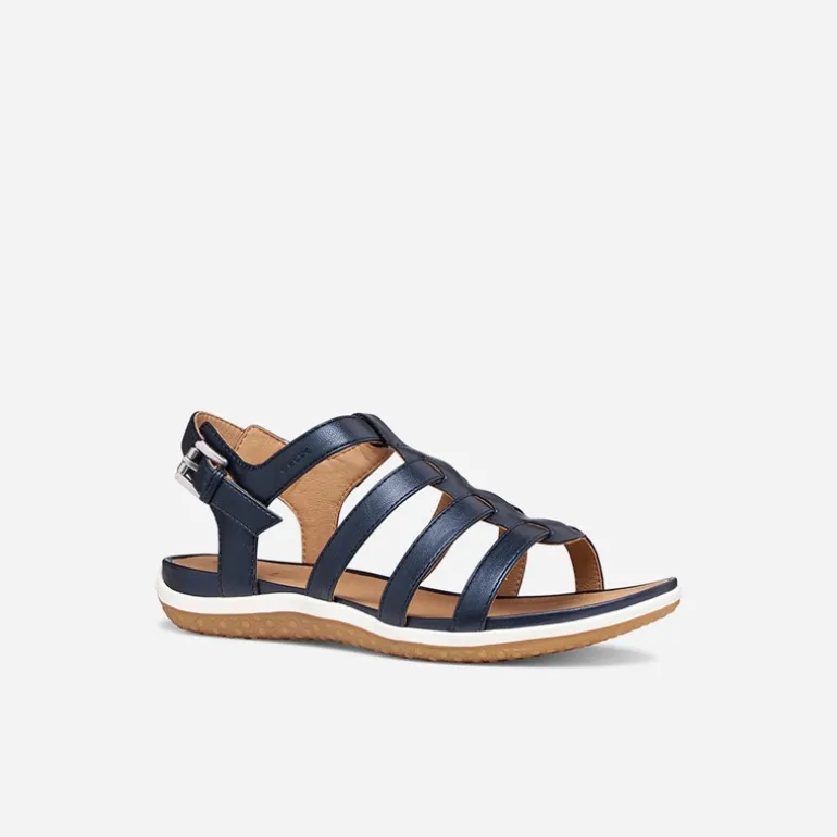 GEOX Damen Vega Fischer Sandalen Dunkelblau Jeans Dk Jeans