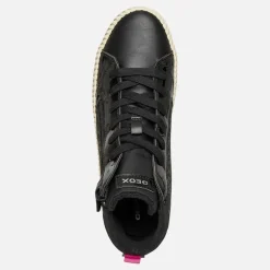 GEOX Junior Mädchen Mirroless Zip Hi Top Turnschuhe Schwarz
