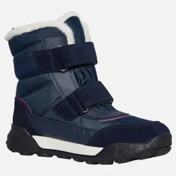 GEOX Junior Mädchen Trekkyup Doppelschnalle Fell Gefütterte Stiefel Marine/Lila