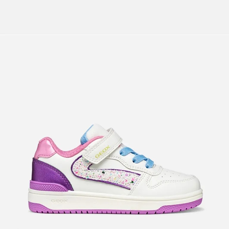 GEOX Junior Mädchen Washiba Turnschuhe Weiß/Dunkelviolett Weiß/Dk Purple