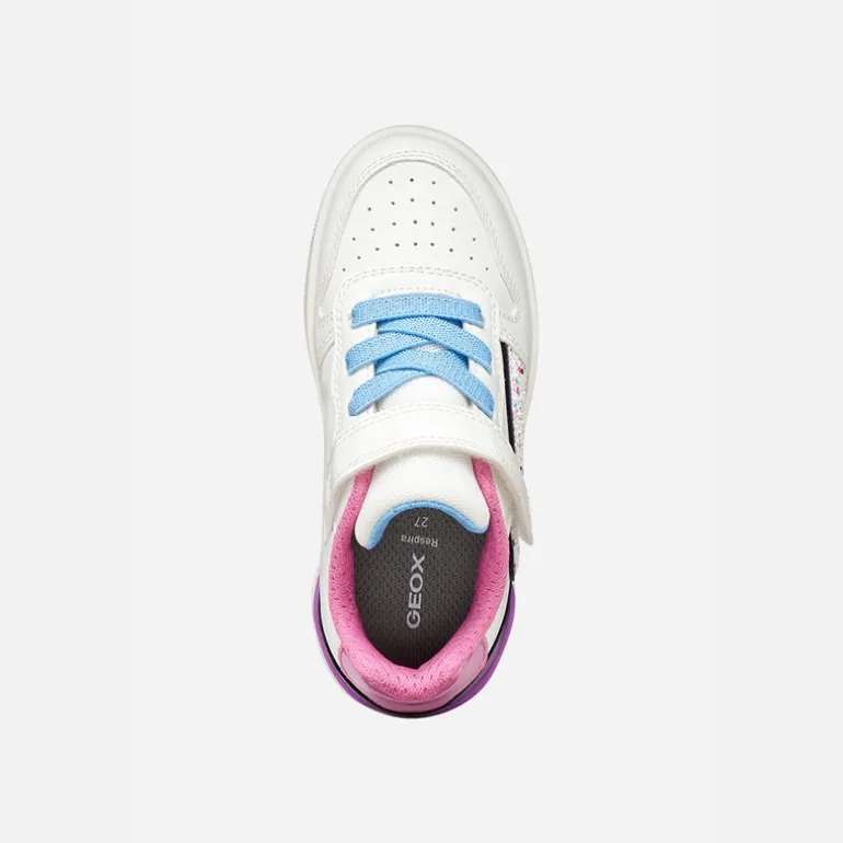 GEOX Junior Mädchen Washiba Turnschuhe Weiß/Dunkelviolett Weiß/Dk Purple
