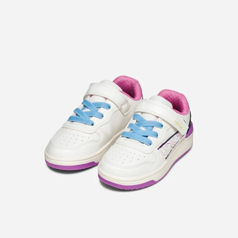 GEOX Junior Mädchen Washiba Turnschuhe Weiß/Dunkelviolett Weiß/Dk Purple