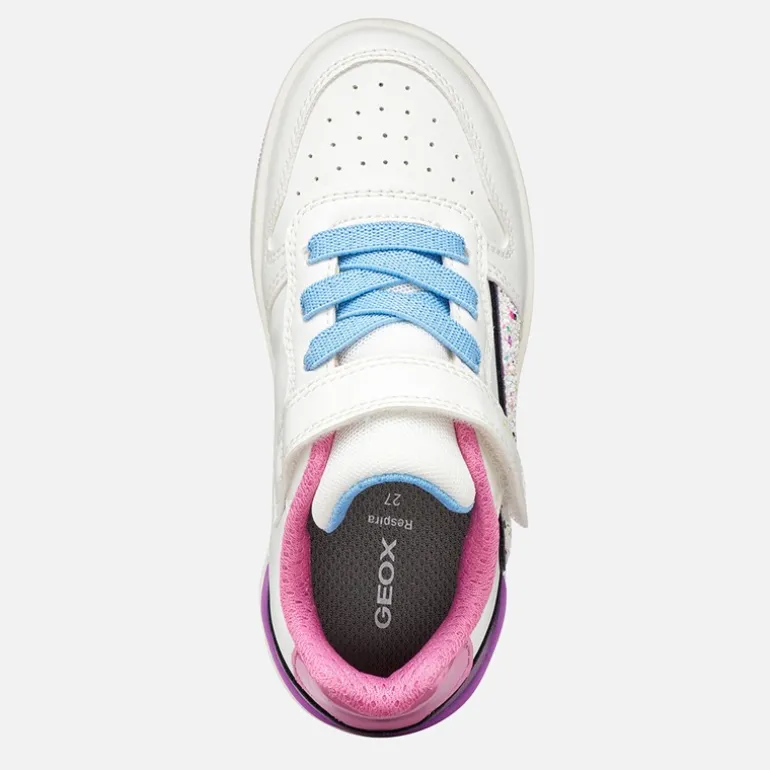 GEOX Kleinkind Mädchen Washiba Turnschuhe Weiß/Dunkelviolett Weiß/Dk Purple