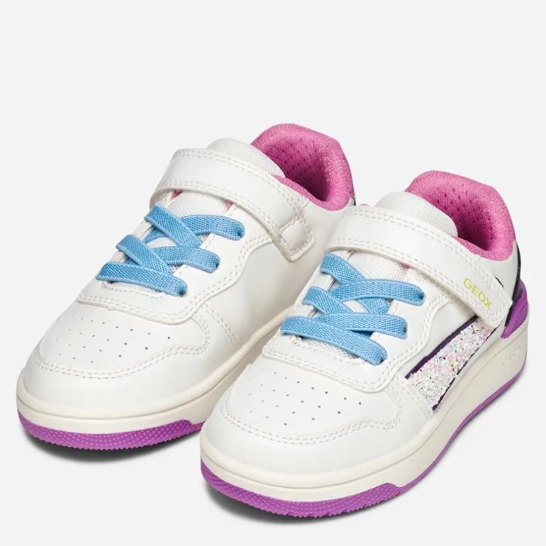 GEOX Kleinkind Mädchen Washiba Turnschuhe Weiß/Dunkelviolett Weiß/Dk Purple