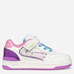 GEOX Kleinkind Mädchen Washiba Turnschuhe Weiß/Dunkelviolett Weiß/Dk Purple