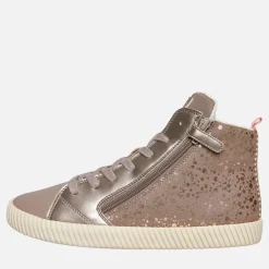 GEOX Mädchen Junior Mirroless Reißverschluss Hi Top Sneaker Dark Beige
