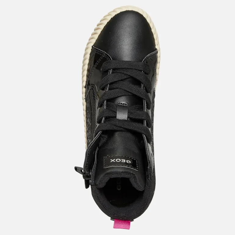 GEOX Mädchen Mirroless Reissverschluss Hi Top Turnschuhe Schwarz