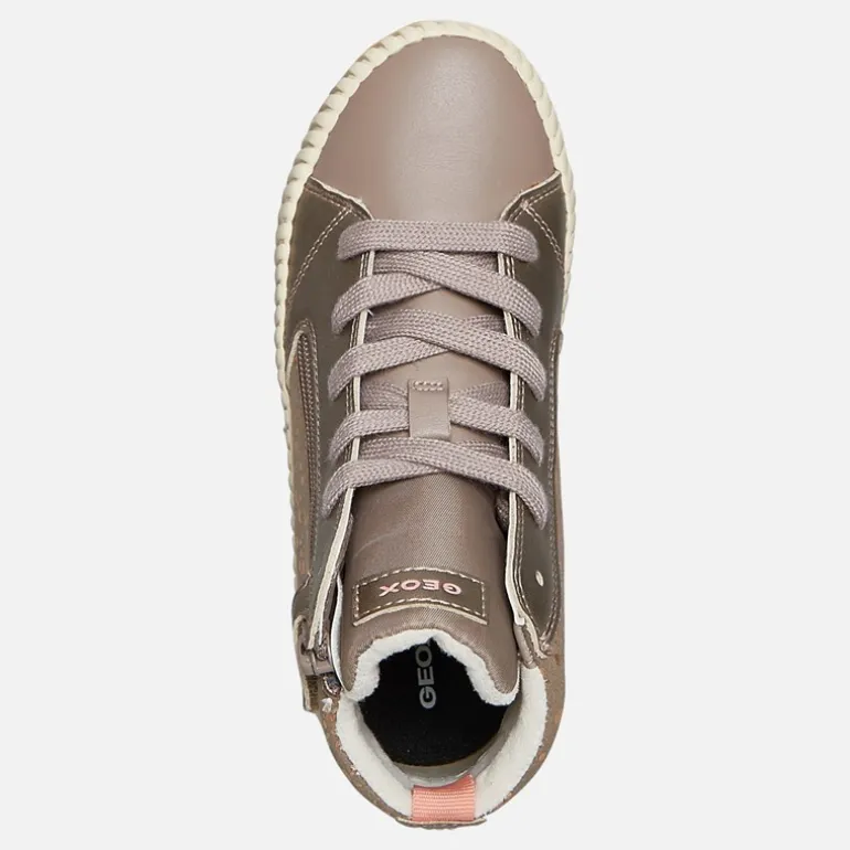 GEOX Mädchen Mirroless Reißverschluss Hi Top Turnschuhe Dark Beige