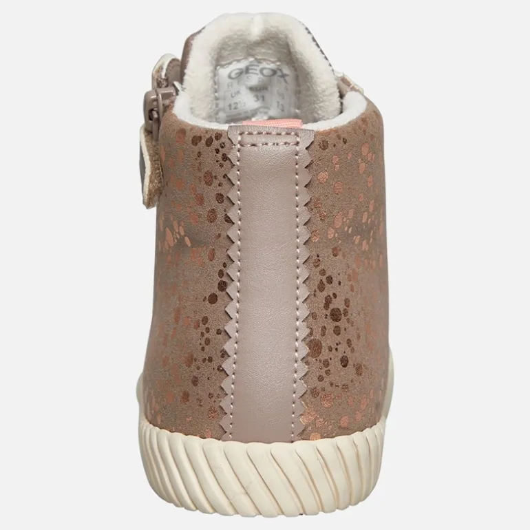 GEOX Mädchen Mirroless Reißverschluss Hi Top Turnschuhe Dark Beige