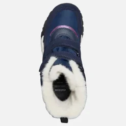GEOX Mädchen Trekkyup Zweifach Riemen Fell gefütterte Stiefel Marineblau/Lila