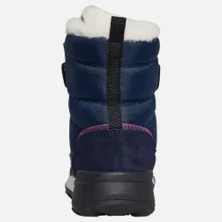 GEOX Mädchen Trekkyup Zweifach Riemen Fell gefütterte Stiefel Marineblau/Lila