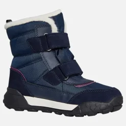 GEOX Mädchen Trekkyup Zweifach Riemen Fell gefütterte Stiefel Marineblau/Lila