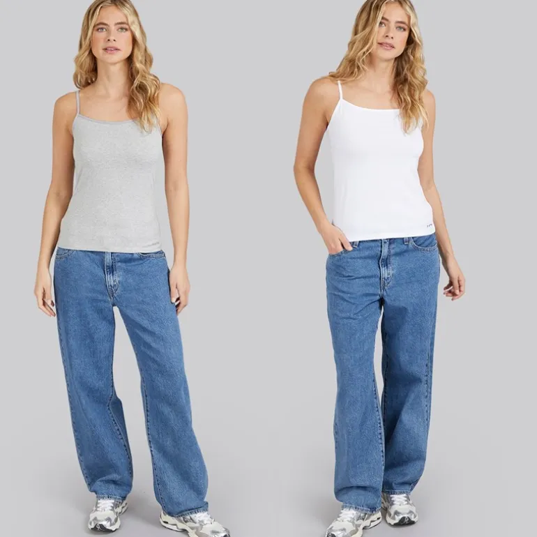G-STAR Damen 2er-Pack Unterhemden Bright White/Light Grey Marl
