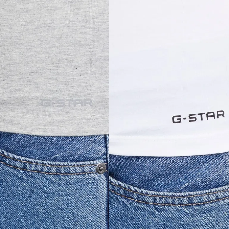 G-STAR Damen 2er-Pack Unterhemden Bright White/Light Grey Marl
