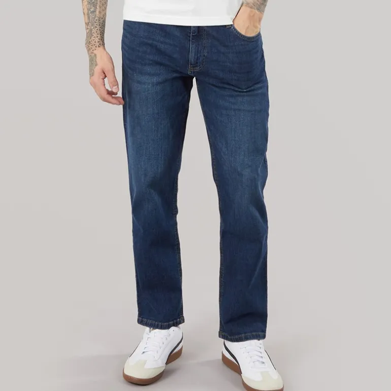 Henleys Herren Breeze Jeans mit geradem Bein Blau