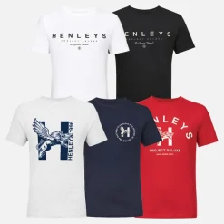 Henleys Herren Graphen T-Shirts Mehrfarbig
