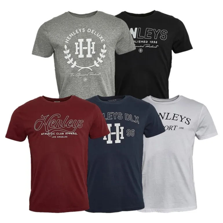 Henleys Herren Henley Varick Fünf-Pack T-Shirts Mehrfarbig