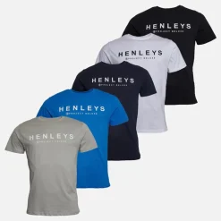 Henleys Herren Henryfront Fünferpack T Shirts Multi