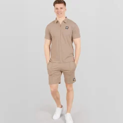 Henleys Herren Henychill Polo Hemd und Shorts Set Taupe
