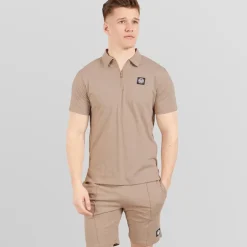 Henleys Herren Henychill Polo Hemd und Shorts Set Taupe