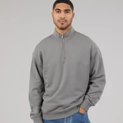 HUGO Herren Durty244 Half Zip Sweatshirt Dark Grey