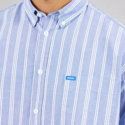HUGO Herren Ebill Langarmshirt Open Blue