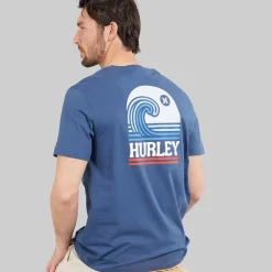 Hurley Herren Surf Welle Grafik T Shirt Industrial Blue