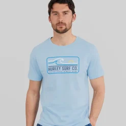 Hurley Herren Wave Grafik T Shirt Baby Blue