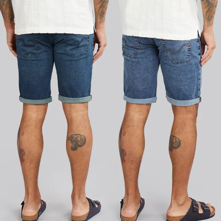 Indicode Herren Inalicanto Zweierpack Jeans Shorts Mittel Indigo/Iconic Blau Medium Indigo+Iconic Blue