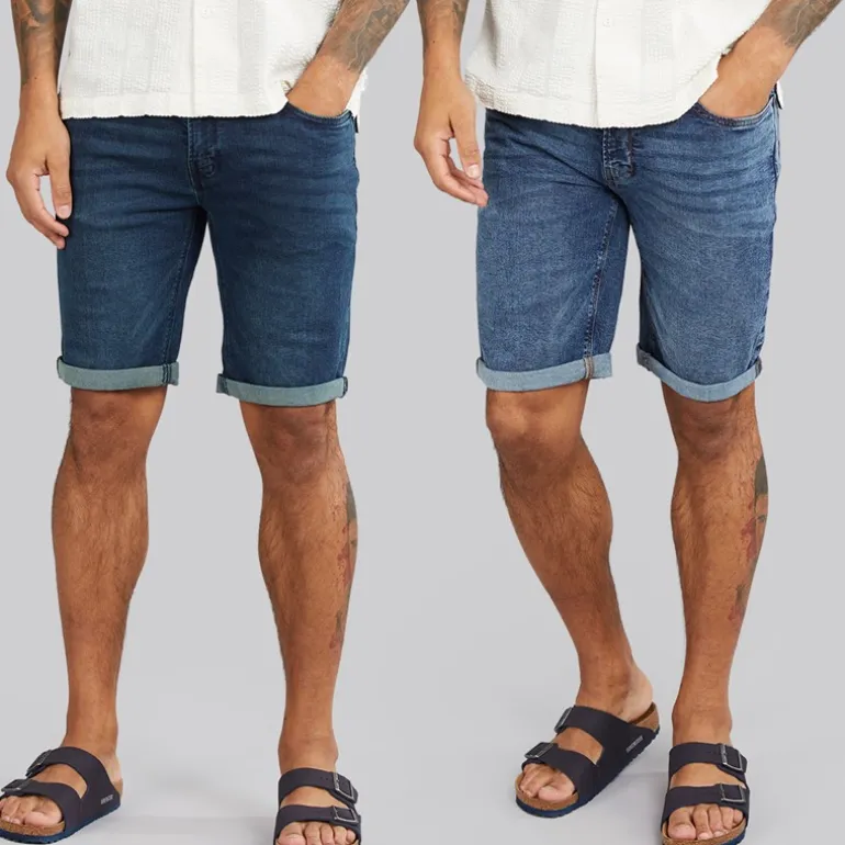 Indicode Herren Inalicanto Zweierpack Jeans Shorts Mittel Indigo/Iconic Blau Medium Indigo+Iconic Blue