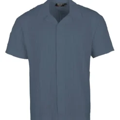 Indicode Herren Increpe Hemd mit kurzem Arm Marine