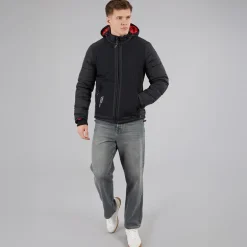 Indicode Herren Inechermann Kapuzen Bomberjacke Schwarz