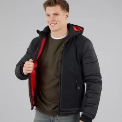 Indicode Herren Inechermann Kapuzen Bomberjacke Schwarz