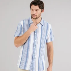 Indicode Herren Inrafko Hemd mit kurzem Arm Blau