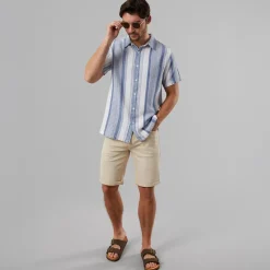 Indicode Herren Inrafko Hemd mit kurzem Arm Blau