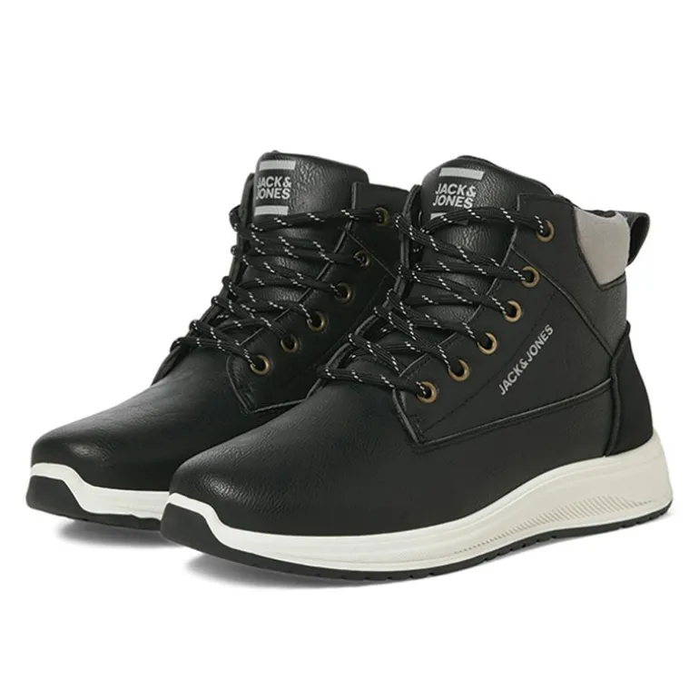 JACK & JONES Herren Alaska PU Nubuk Stiefel Anthrazit