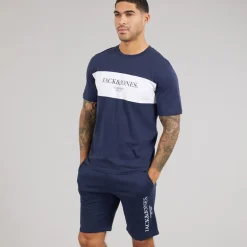 JACK & JONES Herren Chester T-Shirt und Shorts Set Navy Blazer