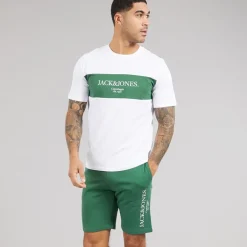 JACK & JONES Herren Chester T-Shirt und Shorts Set Trekking Green