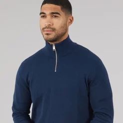 JACK & JONES Herren Emil Strick 1/2 Zip Pullover Marine