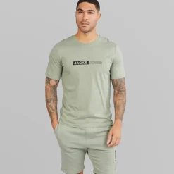 JACK & JONES Herren Neo T Shirt Und Shorts Set Wrought Iron