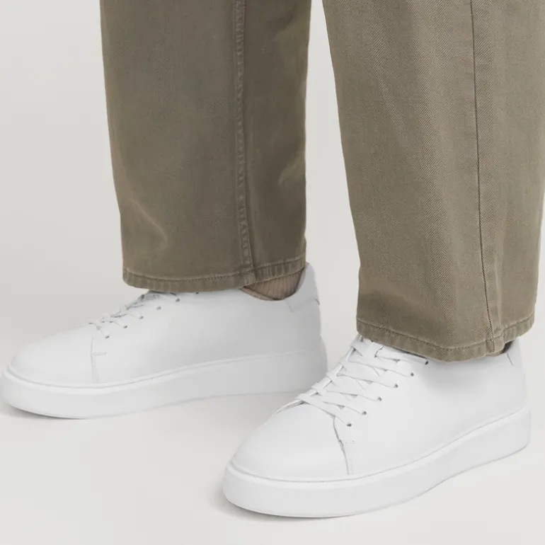 JACK & JONES Herren Stockholm Leder Sneaker Bright White