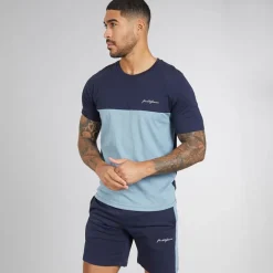 JACK & JONES Herren Trip T Shirt Und Shorts Set Navy Blazer