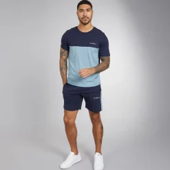 JACK & JONES Herren Trip T Shirt Und Shorts Set Navy Blazer