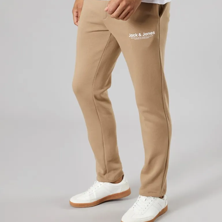 JACK & JONES Herren Vesterbro Jogginghose mit offenem Saum Silver Mink/Weiß