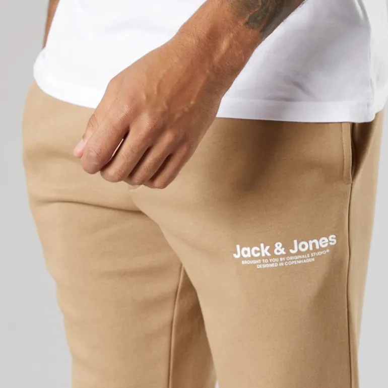 JACK & JONES Herren Vesterbro Jogginghose mit offenem Saum Silver Mink/Weiß