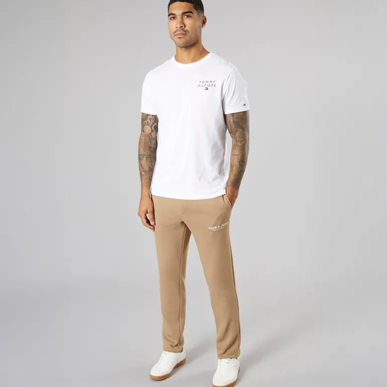 JACK & JONES Herren Vesterbro Jogginghose mit offenem Saum Silver Mink/Weiß