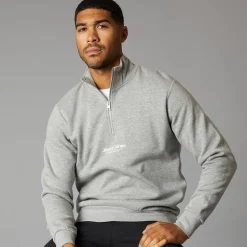 JACK & JONES Herren Vesterbro 1/4 Zip Sweatshirt Hell Grau Meliert/Schwarz