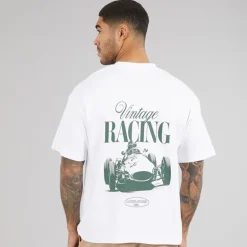 JACK & JONES Herren Vintage Renn T Shirt Bright White