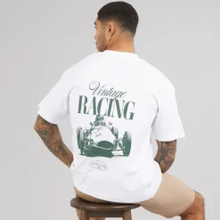 JACK & JONES Herren Vintage Renn T Shirt Bright White