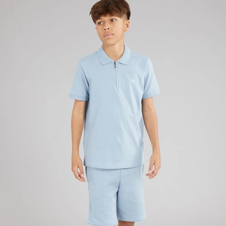 JACK & JONES Junge Basic Reißverschluss T-Shirt Und Shorts Set Ashley Blue